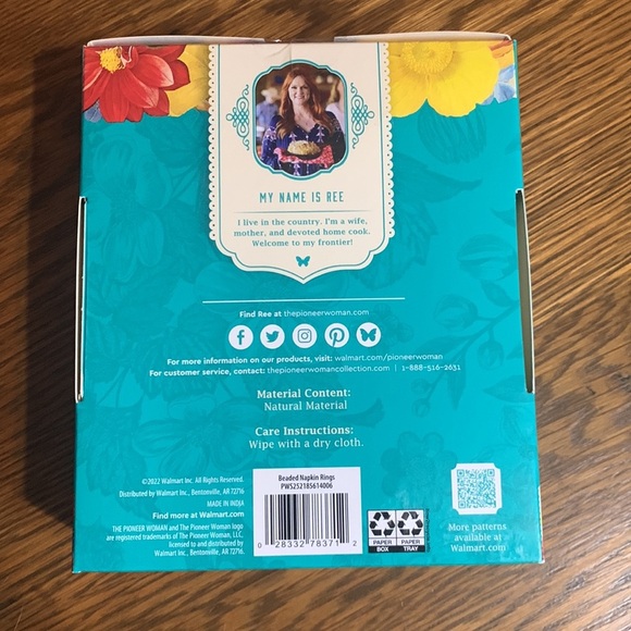 The Pioneer Woman Beaded Napkin Rings 8 piece 2 sets of 4 - Picture 9 of 13